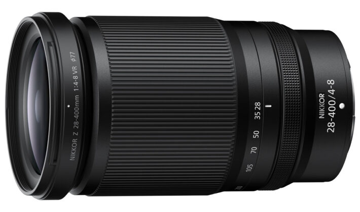 studio image of the Nikkor Z 28-400mm lens
